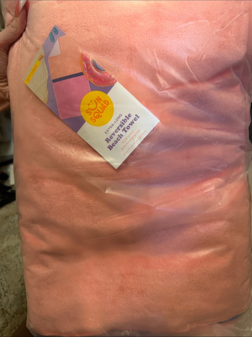 Reversible Beach Towel - Soft Coral Pink